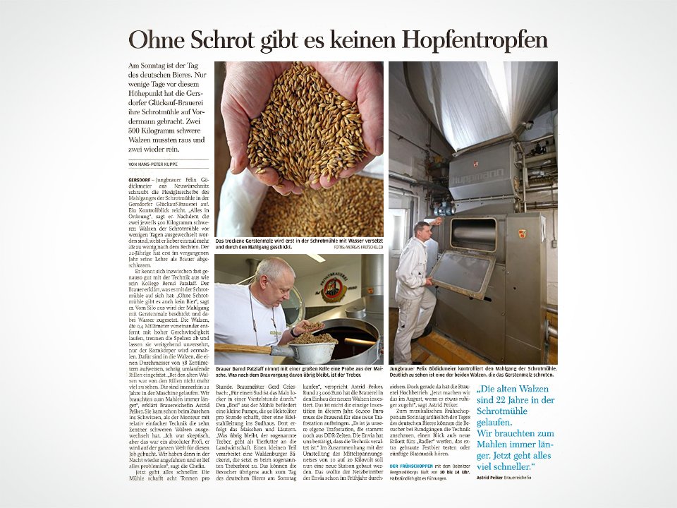 Ohne Schrot gibt es keinen Hopfentropfen Ohne Schrot gibt es keinen Hopfentropfen