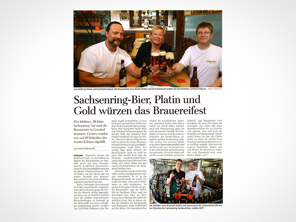 Sachsenring-Bier, Platin und Gold würzen das Brauereifest Sachsenring-Bier, Platin und Gold würzen das Brauereifest